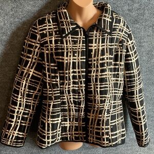 Carole Little Black and Cream Plaid Blazer